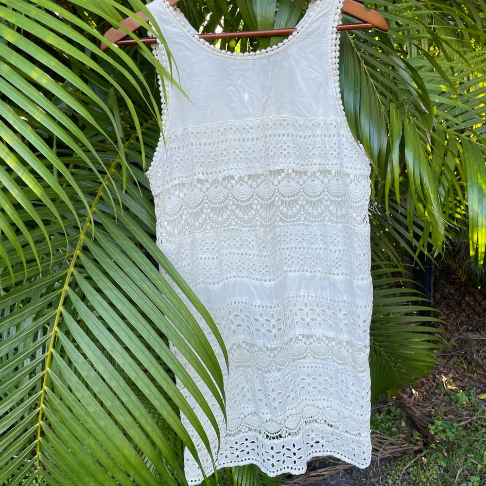 JOIE Off White Crochet Short Casual Dress Sz Small